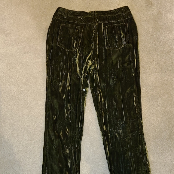 90's Grunge Deep Green Velor Pants - Picture 5 of 8